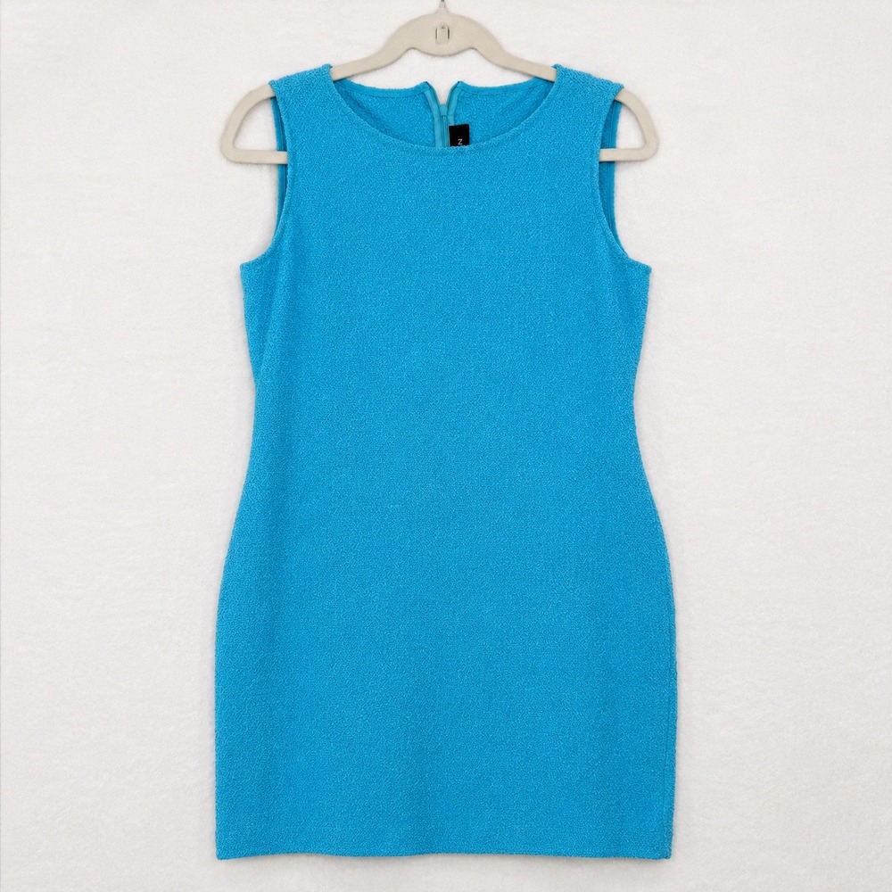 St. John Dress Women 10 Turquoise Santana Knit Sleeveless Sheath Luxury Designer